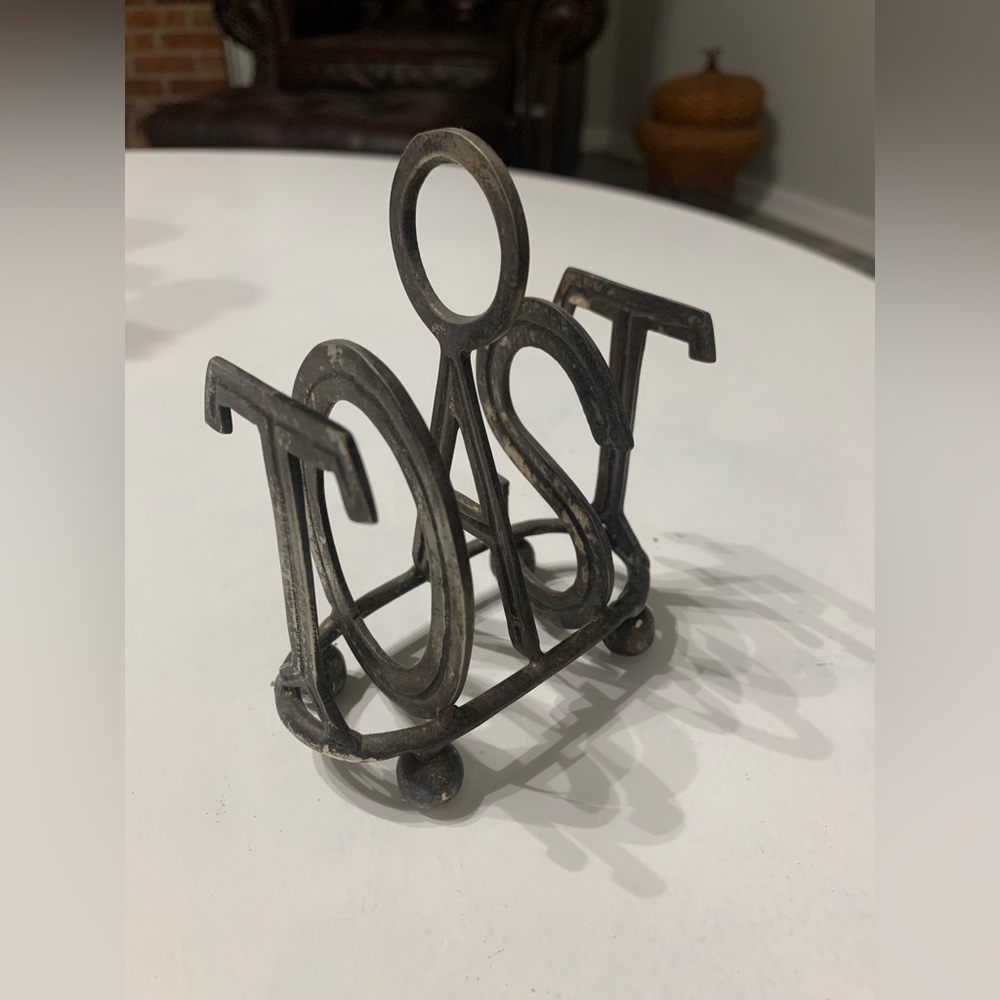 Vintage Toast Holder 4 Slice Ball Feet Metal